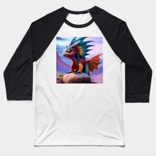 Rainbow Red and Blue Baby Dragon Baseball T-Shirt